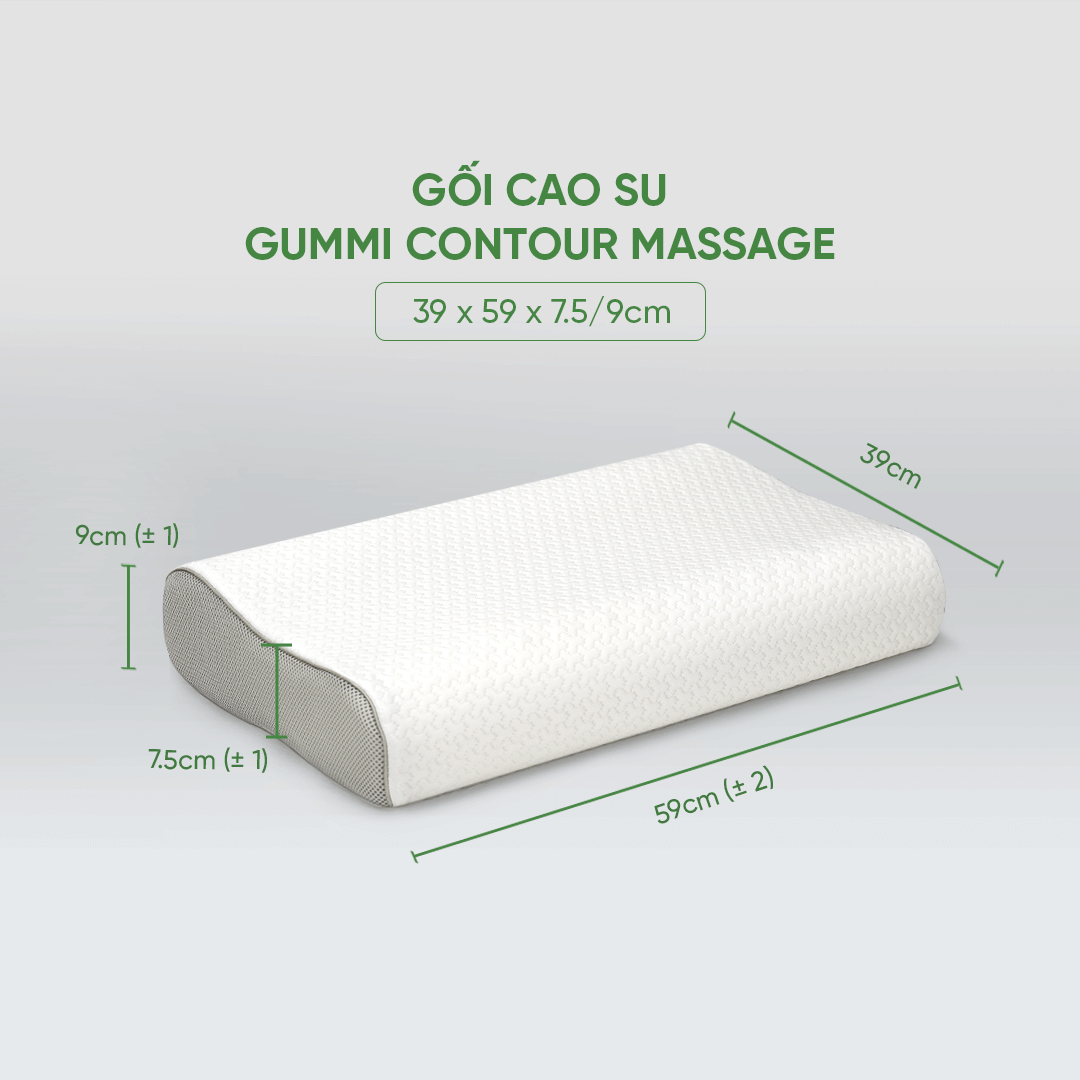 Gối cao su Gummi Contour Massage 100% thiên nhiên công thái học